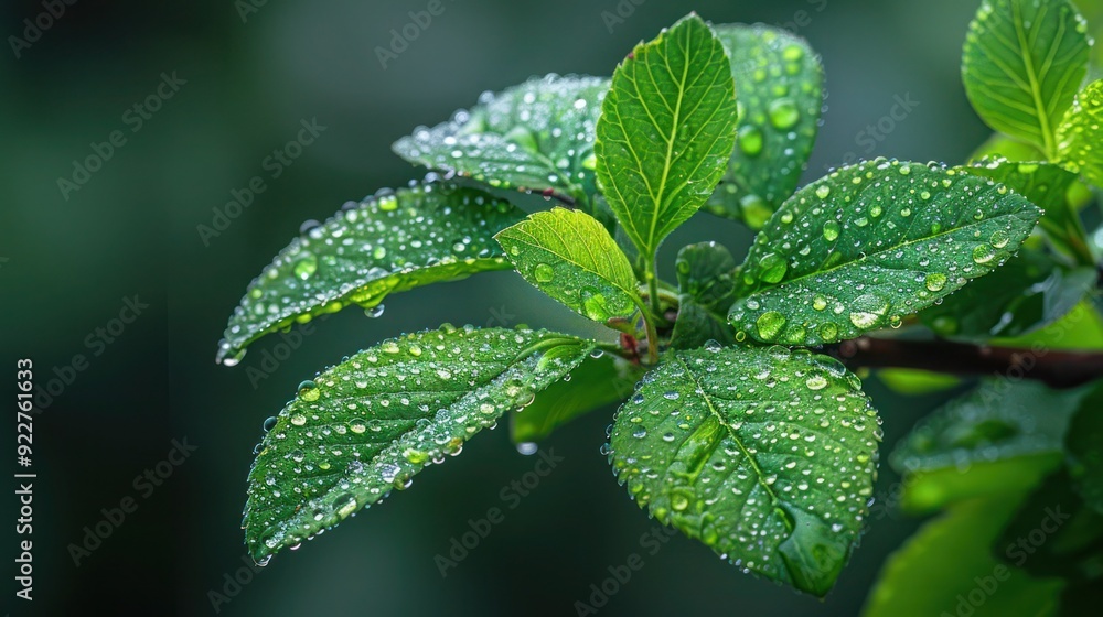 A gooseberry bush branch with fresh green leaves adorned in raindrops, capturing the essence of springtime. A natural, refreshing scene perfect for growth and renewal in nature A gooseberry bush branch with fresh green leaves adorned in raindrops, capturing the essence of springtime. A natural, refreshing scene perfect for growth and renewal in nature