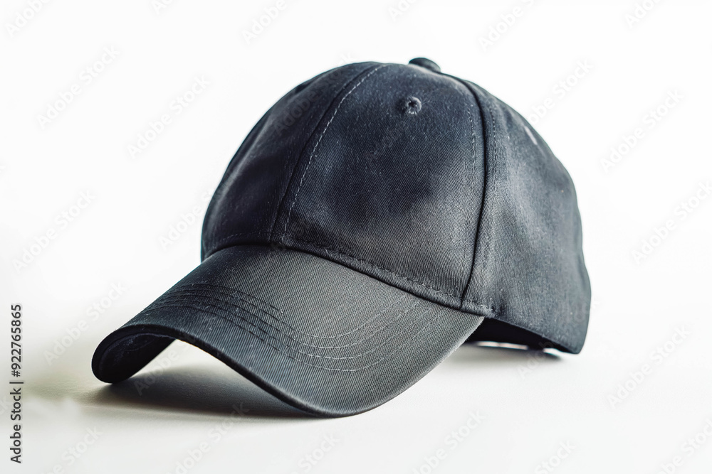 A black baseball cap on a white background. Perfect for sports-themed designs or promotional materials A black baseball cap on a white background. Perfect for sports-themed designs or promotional materials
