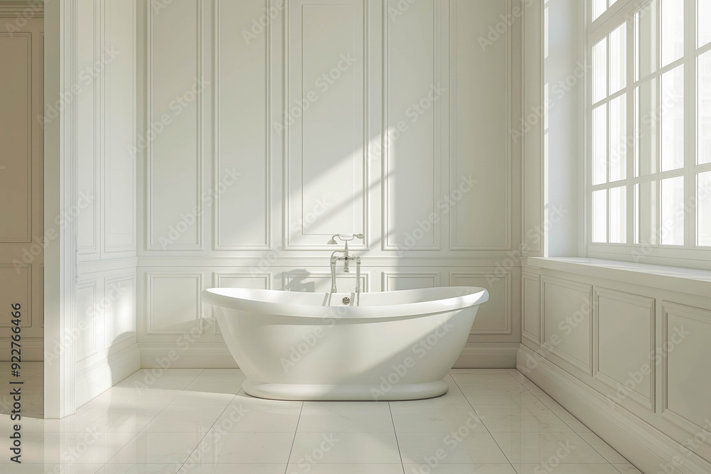 Bright modern and spacious bathroom with a White Bathtub Bright modern and spacious bathroom with a White Bathtub