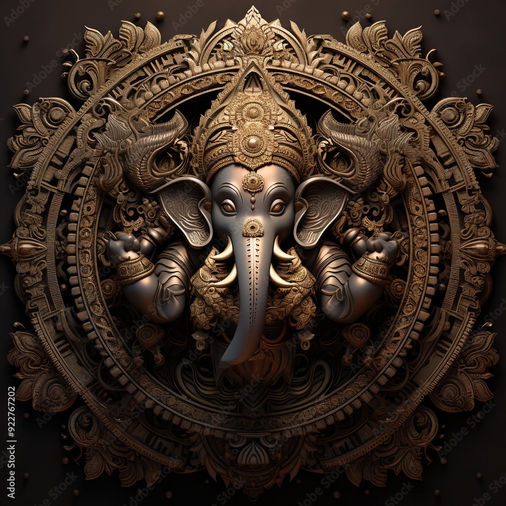 Antique Brass Ganesha Wall Art with Detailed Carvings Antique Brass Ganesha Wall Art with Detailed Carvings