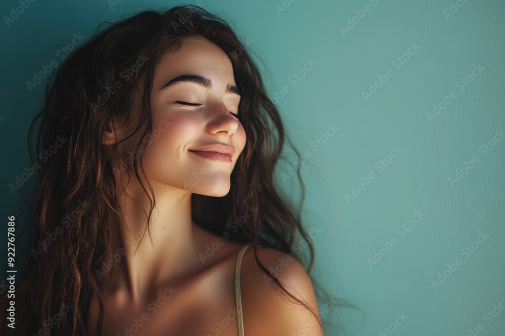 A close up of a woman's face with her eyes closed A close up of a woman's face with her eyes closed