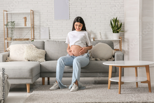 Beautiful pregnant woman on...