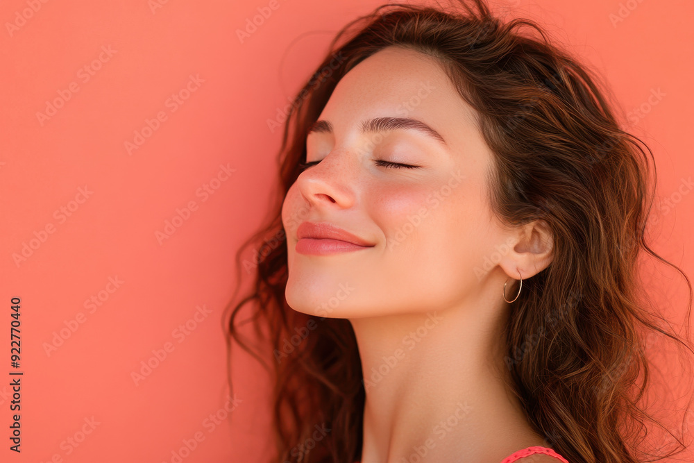 A close up of a woman's face with her eyes closed A close up of a woman's face with her eyes closed