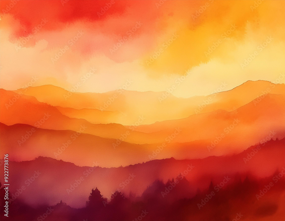 Warm Autumn Sunset Gradient Background Deep Red to Golden Yellow Smooth Transition