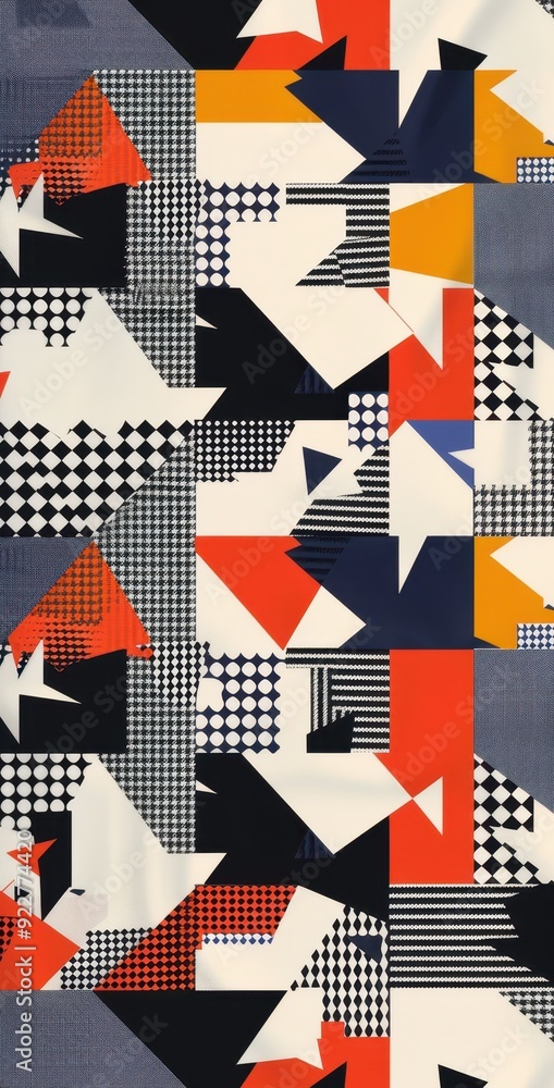 A striking blend of bold colors and geometric shapes creates an engaging visual design A striking blend of bold colors and geometric shapes creates an engaging visual design