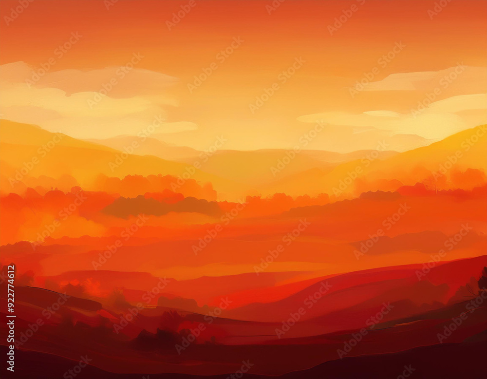 Fototapeta premium Warm Autumn Sunset Gradient Background Deep Red to Golden Yellow Smooth Transition