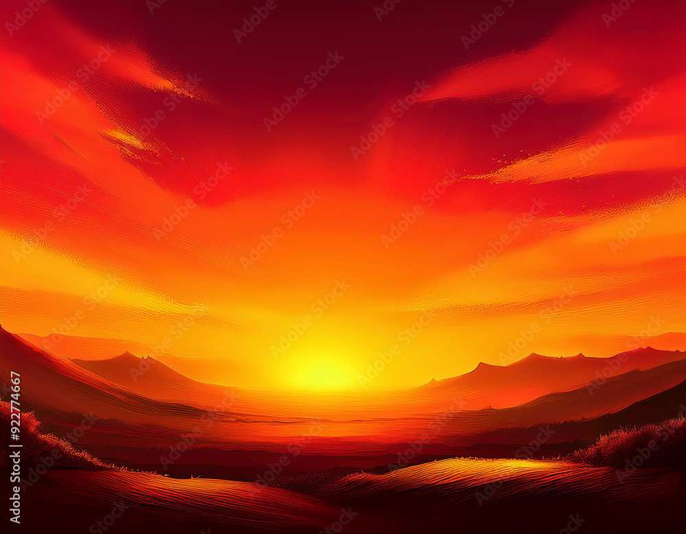 Warm Autumn Sunset Gradient Background Deep Red to Golden Yellow Smooth Transition Warm Autumn Sunset Gradient Background Deep Red to Golden Yellow Smooth Transition