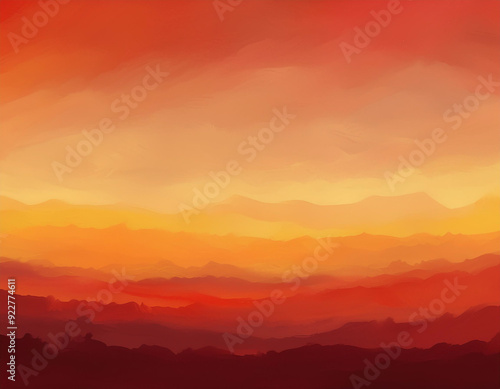 Warm Autumn Sunset Gradient Background Deep Red to Golden Yellow Smooth Transition