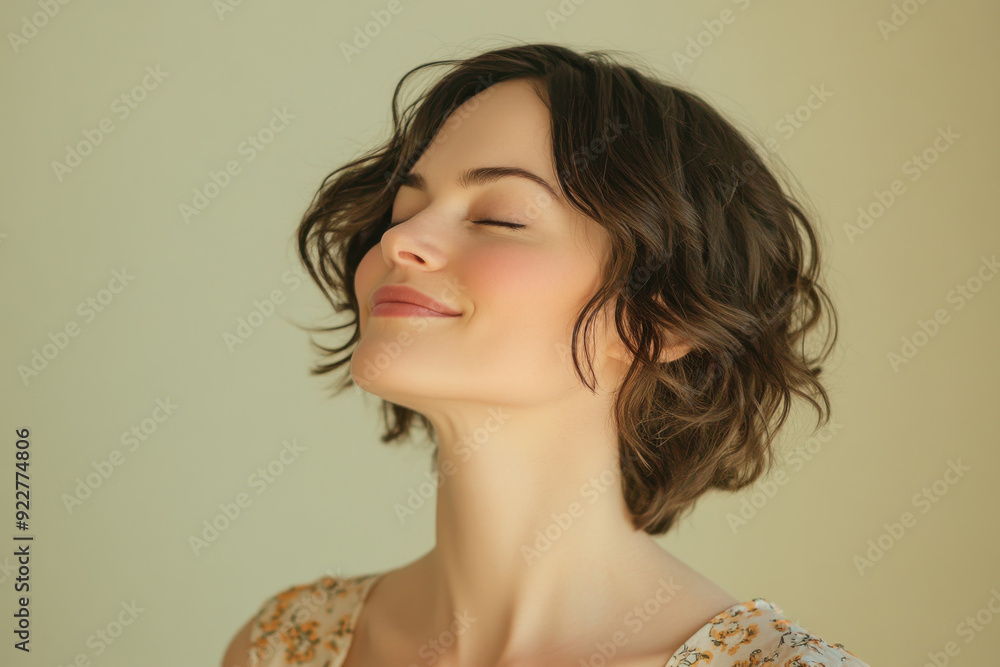 A close up of a woman's face with her eyes closed A close up of a woman's face with her eyes closed