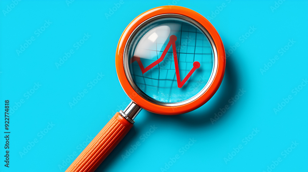 A magnifying glass overlaid on a graph, symbolizing analysis, data review, and insights in a vibrant blue background. A magnifying glass overlaid on a graph, symbolizing analysis, data review, and insights in a vibrant blue background.