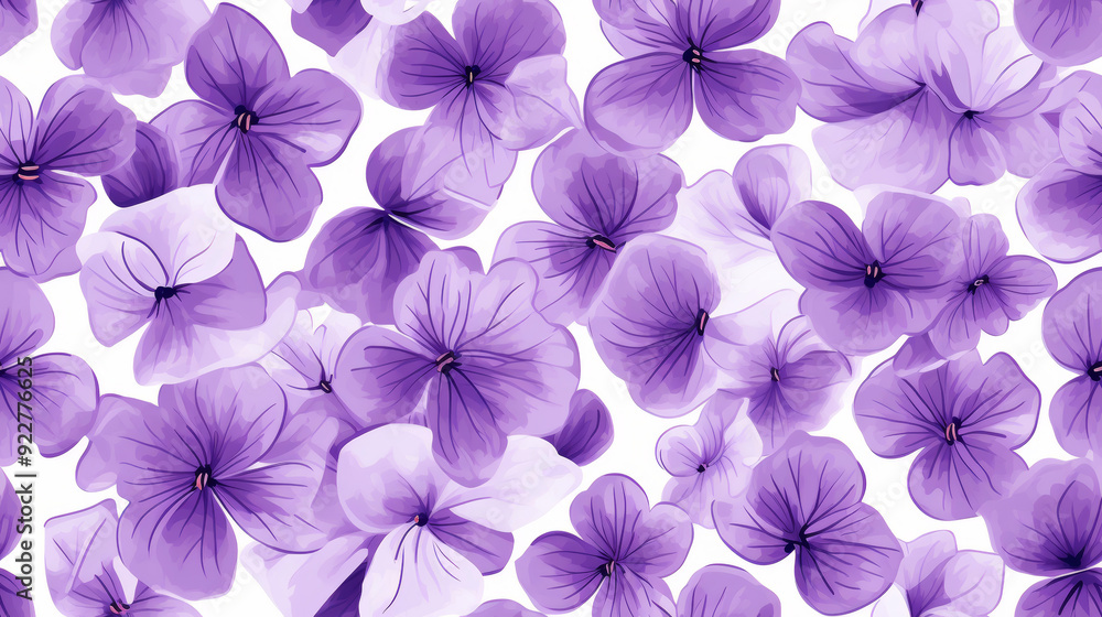 A close-up of many purple petals floating in the air. The soft tones and delicate texture of the petals create a feeling of airiness and lightness, seamless, pattern, watercolor, fabric, tile A close-up of many purple petals floating in the air. The soft tones and delicate texture of the petals create a feeling of airiness and lightness, seamless, pattern, watercolor, fabric, tile