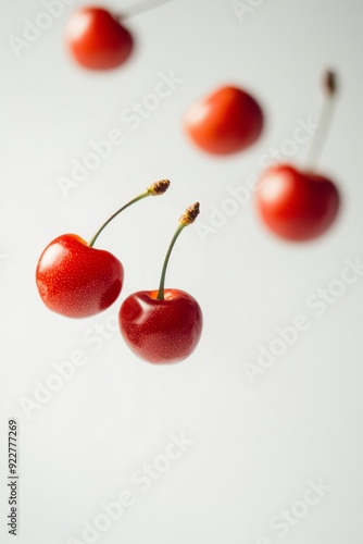 Kordia Cherry fruit levitating on a white background photo