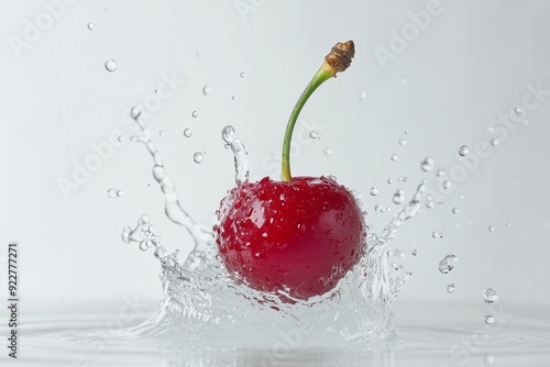 Lambert Cherry falling into the water with a splash on a white background