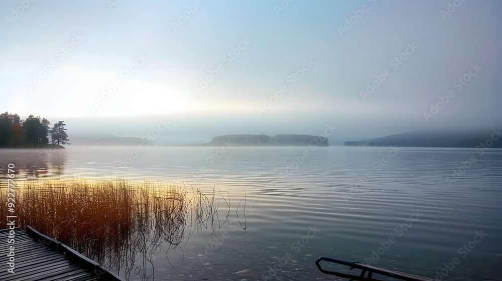 Fototapeta premium View of the beautiful lake in the morning.