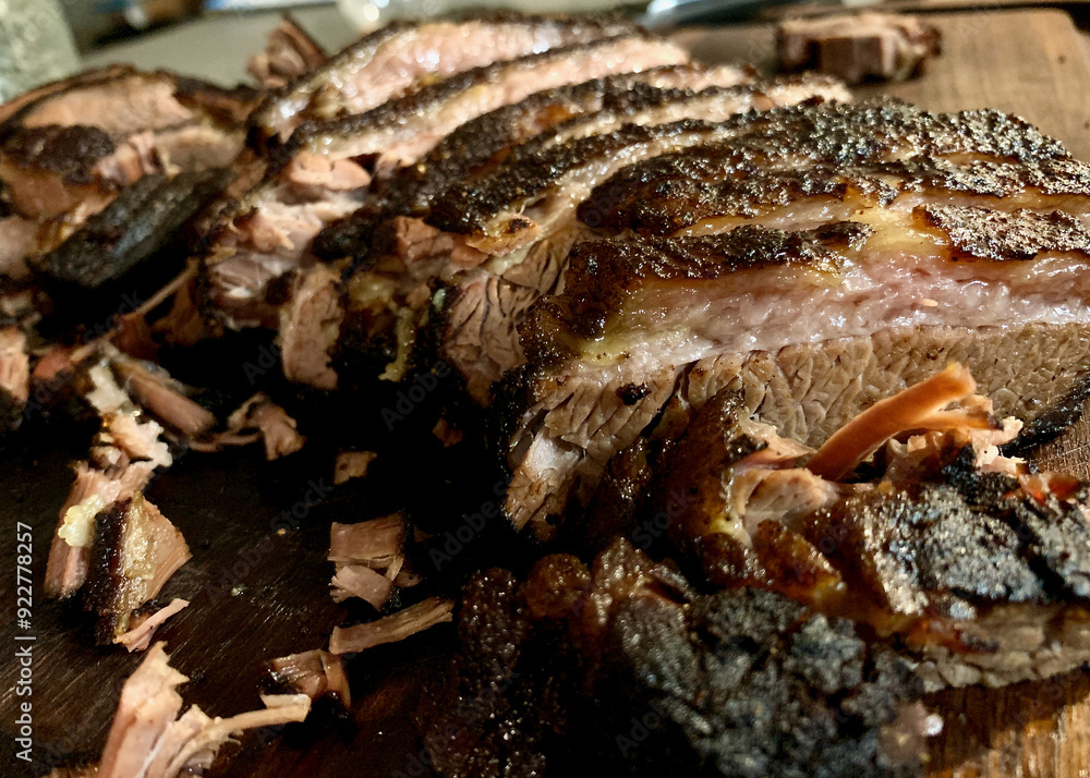 Close-up of Sliced Smoked Beef Brisket Close-up of Sliced Smoked Beef Brisket