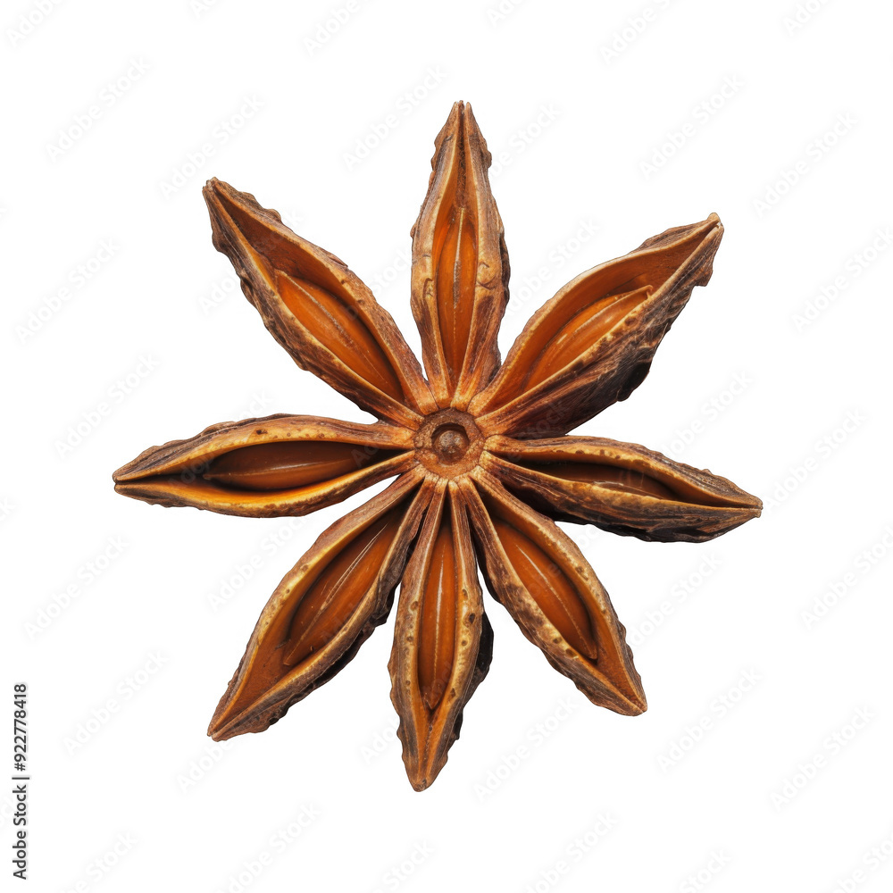 A Single Star Anise Pod, Isolated on Black Background A Single Star Anise Pod, Isolated on Black Background