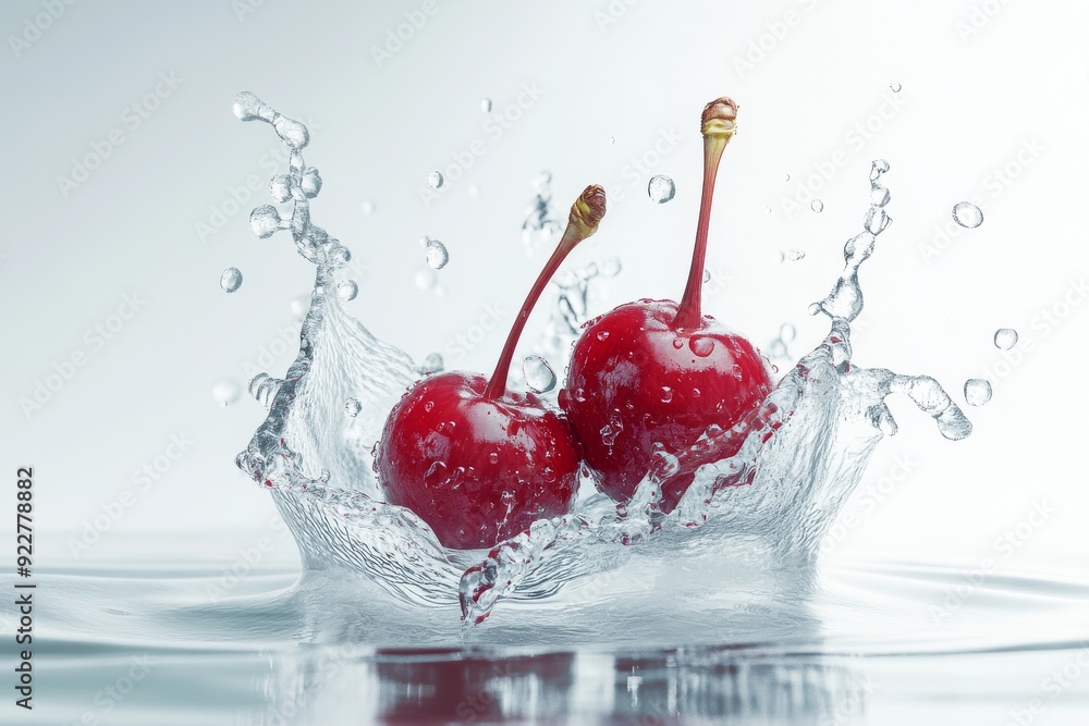 Regina Cherry falling into the water with a splash on a white background