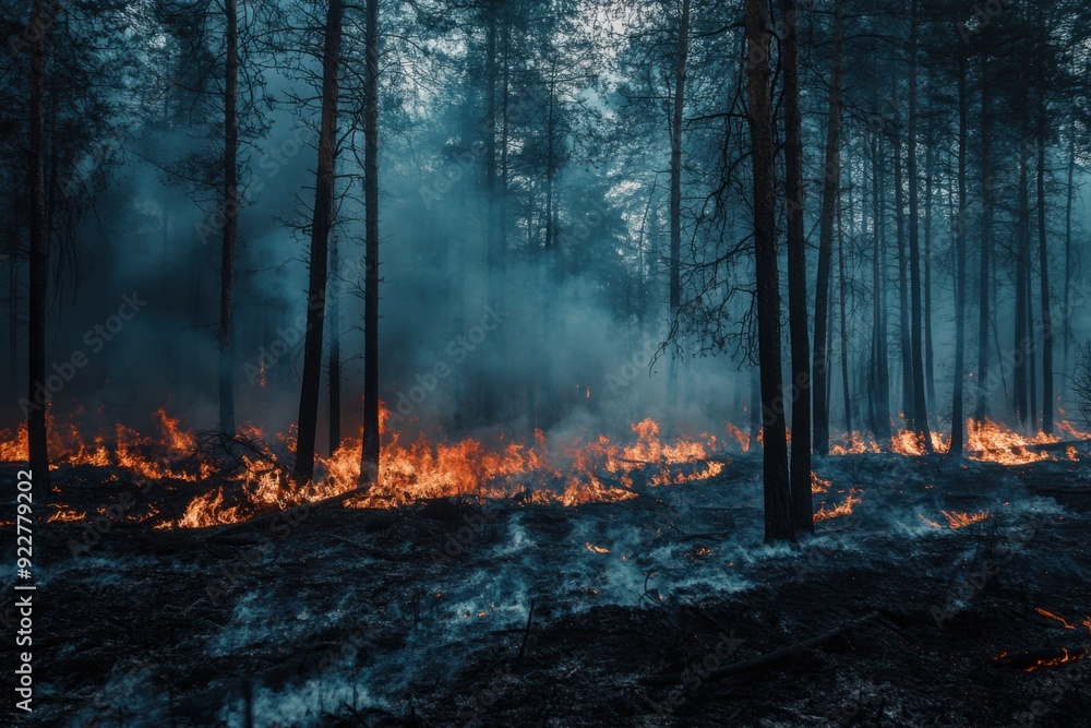 Forest in fire. close up view Forest in fire. close up view