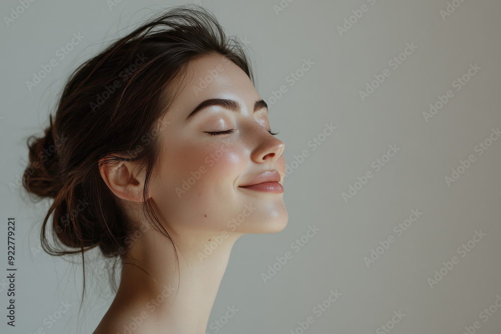 A close up of a woman's face with her eyes closed A close up of a woman's face with her eyes closed