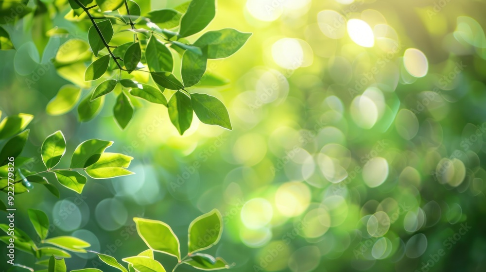 Naklejka premium Sunlight Filtering Through Green Leaves