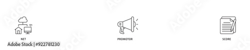NPS icon sett lineal illustration concept with icon of shopping, customer, rating, like, premium, and store icon live stroke and easy to edit 