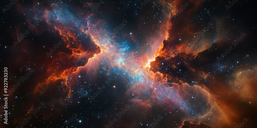 Fototapeta premium A breathtaking and magnificent view of a vibrant nebula showcasing stunningly beautiful cosmic colors and patterns