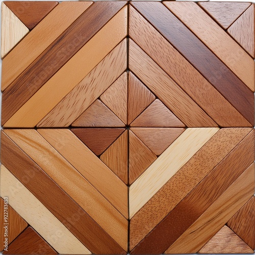 Square wooden puzzled mosaic