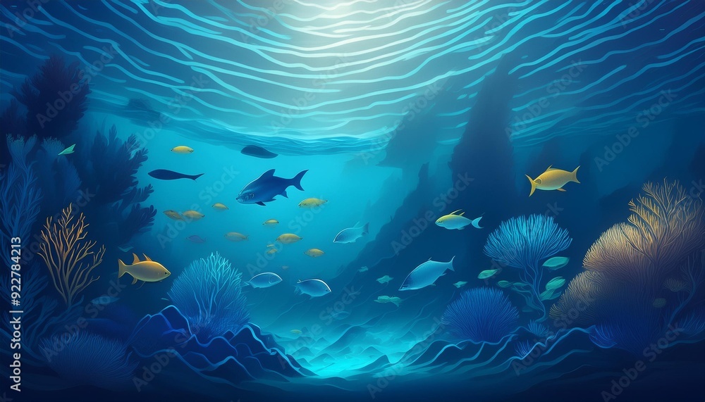 Fototapeta premium Deep in sea and fish