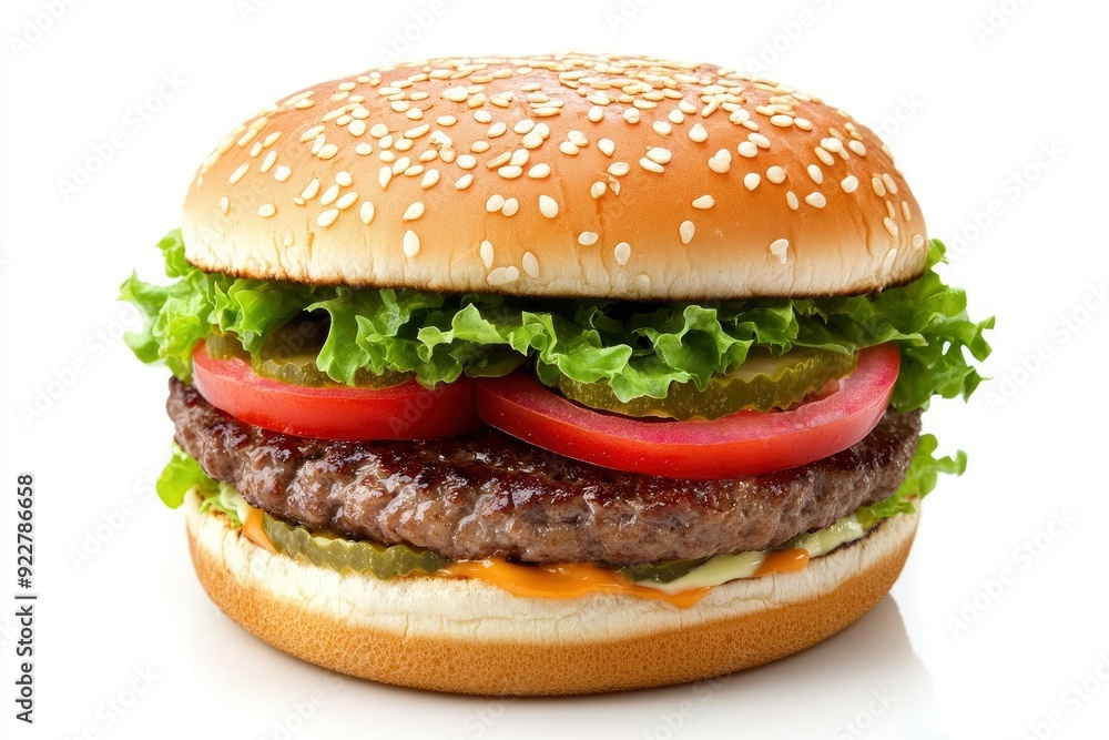 fresh tasty burger isolated on white background - generative ai fresh tasty burger isolated on white background - generative ai