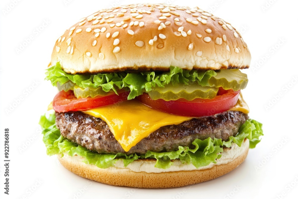 fresh tasty burger isolated on white background - generative ai fresh tasty burger isolated on white background - generative ai