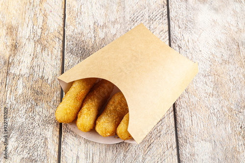 Breaded cheese sticks snack appetizer photo