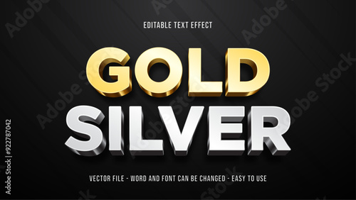 Gold and silver 3d editable text effect