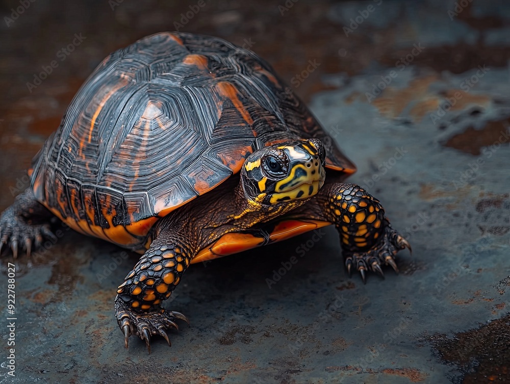 Obraz premium Turtle isolated on metal background