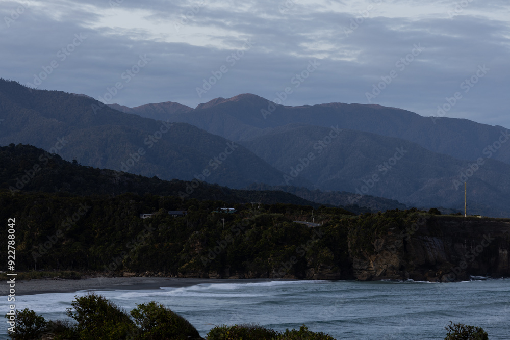 Mountain layers along the West Coast of New Zealand. Mountain layers along the West Coast of New Zealand.