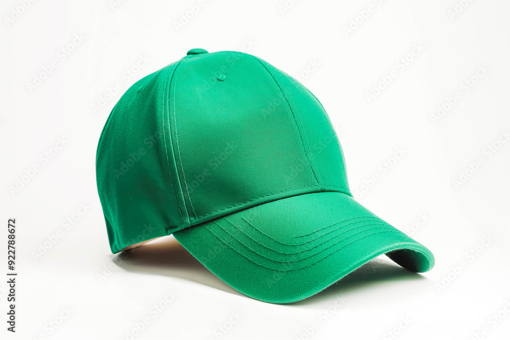 A green baseball cap on a white background. Perfect for sports-themed designs or promotional materials A green baseball cap on a white background. Perfect for sports-themed designs or promotional materials