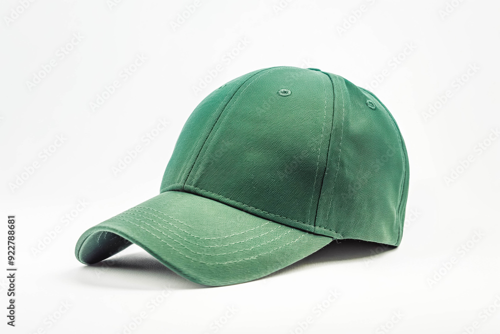 A green baseball cap on a white background. Perfect for sports-themed designs or promotional materials A green baseball cap on a white background. Perfect for sports-themed designs or promotional materials