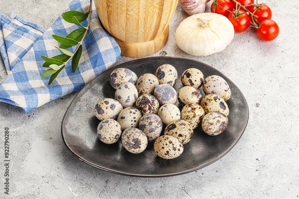Raw quail eggs in the bowl Raw quail eggs in the bowl