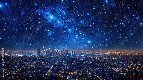 Blue technology background   city night