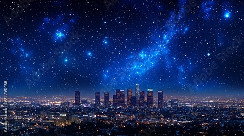 Blue technology background   city night