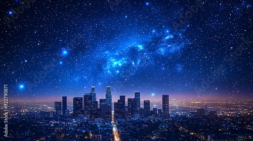 Blue technology background   city night