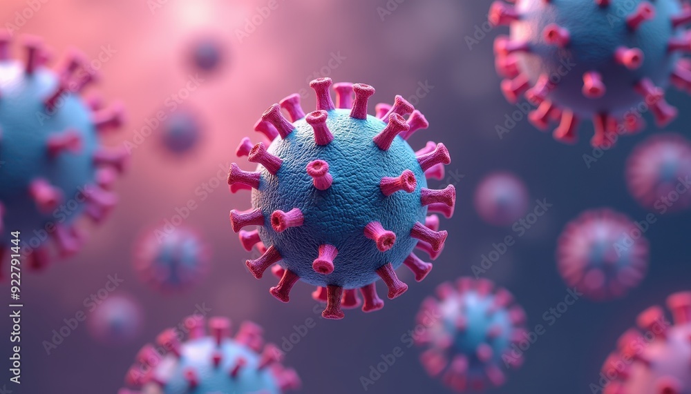 3D rendering of a virus particle with vibrant colors and detailed structure. 3D rendering of a virus particle with vibrant colors and detailed structure.