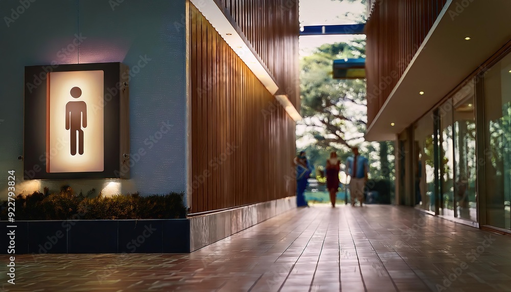 Fototapeta premium Restroom Signage in Modern Architectural Setting