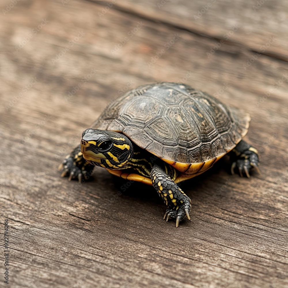 Obraz premium Turtle isolated on wooden background