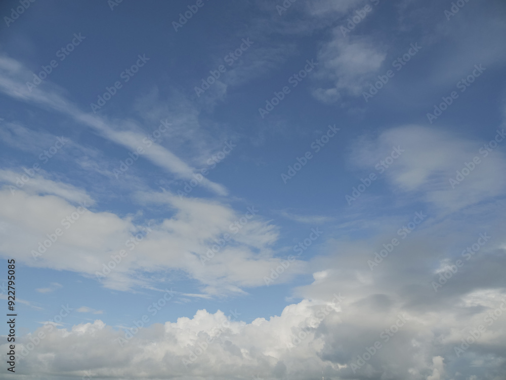 Fototapeta premium Blue cloudy sky. Nature background for design purpose and replacement. Heaven concept.