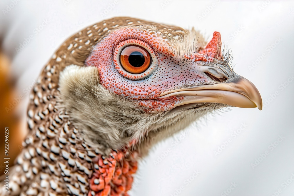 Detailed Close-Up of Turkey's Head with Intense Orange Eye Detailed Close-Up of Turkey's Head with Intense Orange Eye