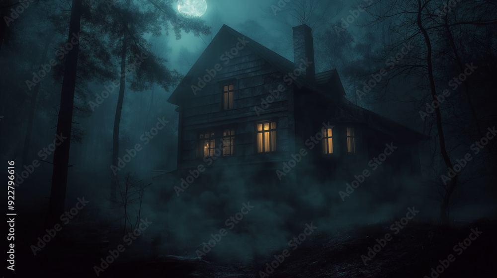cabin in dark forest cabin in dark forest
