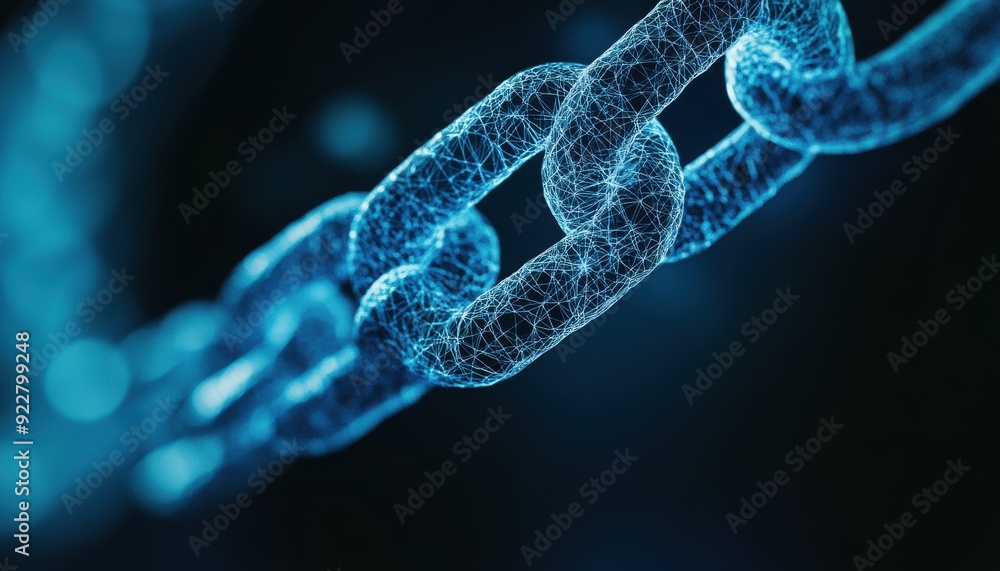 A close-up of a glowing blue chain link, representing strength, connection, and technology in a modern digital world. A close-up of a glowing blue chain link, representing strength, connection, and technology in a modern digital world.