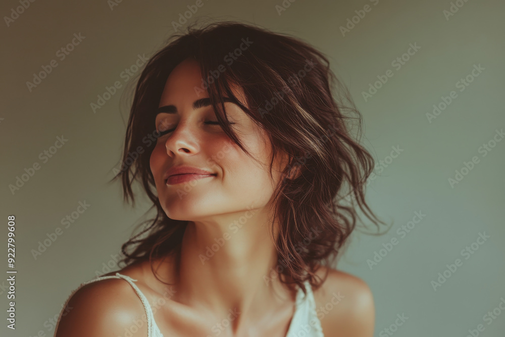A close up of a woman's face with her eyes closed A close up of a woman's face with her eyes closed