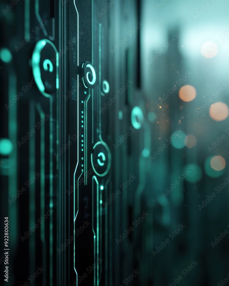 A close-up view of a futuristic circuit board with glowing patterns, conveying advanced technology and digital innovation. A close-up view of a futuristic circuit board with glowing patterns, conveying advanced technology and digital innovation.