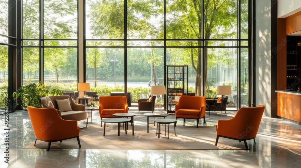 A large room with lots of windows and chairs in it, AI